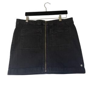 Roxy Black Denim Mini Skirt Zip Front Utility‎ Style Size 10 Biker Chic Preppy